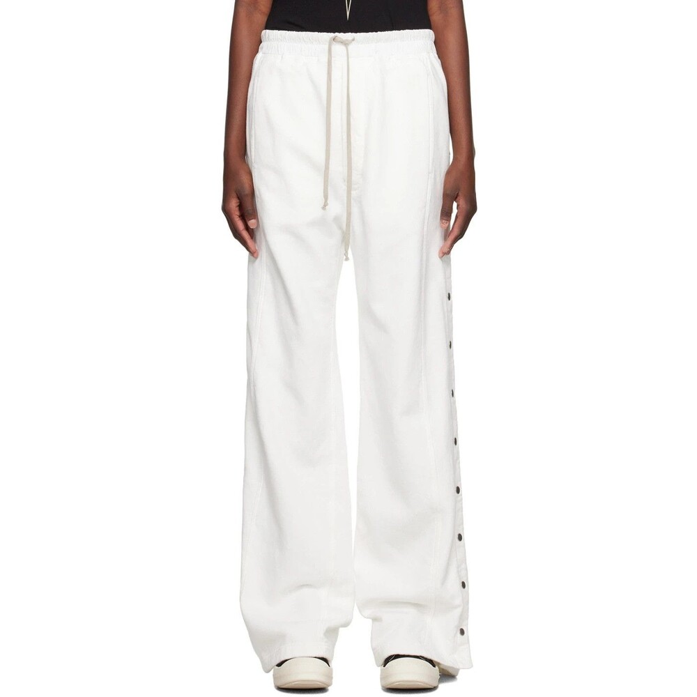 Rick Owens DRKSHDW Sweatpants Mens XXL White Snap Side Relaxed Pusher Pant $1110